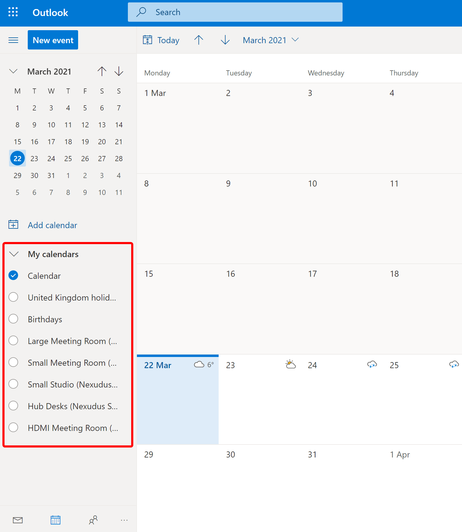 Outlook Calendars Resources West Quay Offices