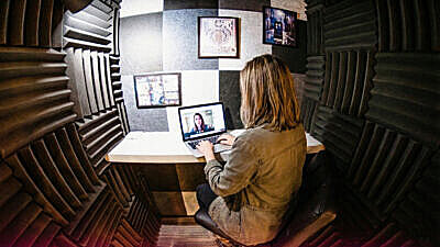 Video Meeting in Phone Booth