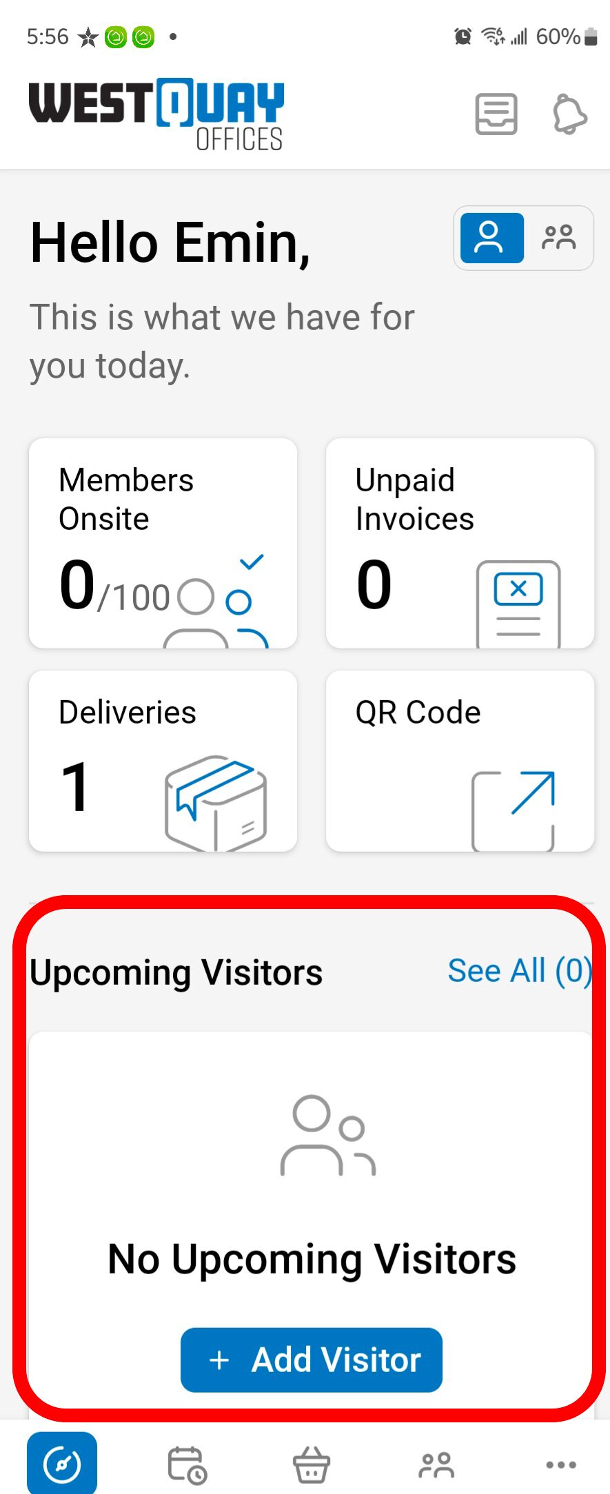 Adding visitor on mobile app