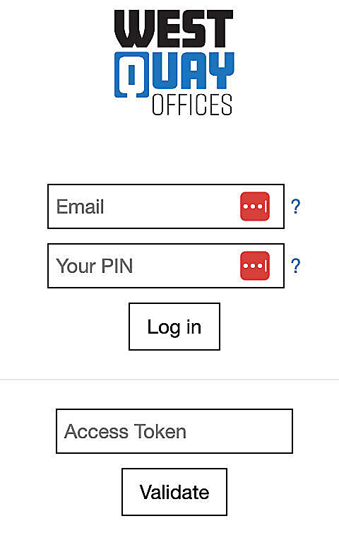 Login screen West Quay Offices