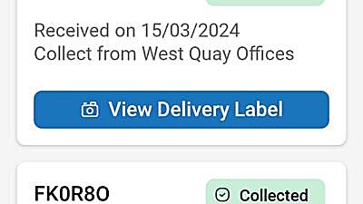 Mail Delivery History Mobile View