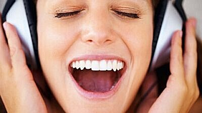 Young Woman Enjoying Loud Music West Quay Offices Young Woman Enjoying Loud Music